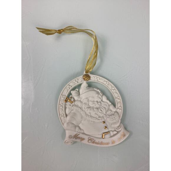 Vintage Wedgwood Christmas Ornament Santa “Merry Christmas to All” 3” EUC - Picture 1 of 10